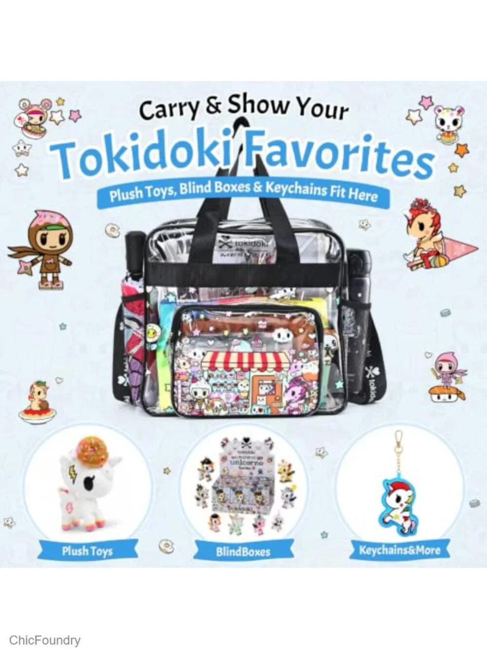 Clear Stadium Approved Tote Bag with Adjustable Strap, Anime Collectible Display